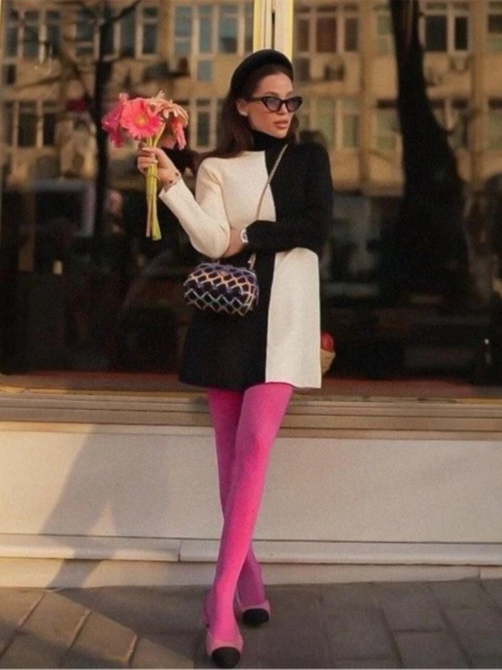 NWT Anthropologie Pink Opaque Tights Size XL Made in Italy